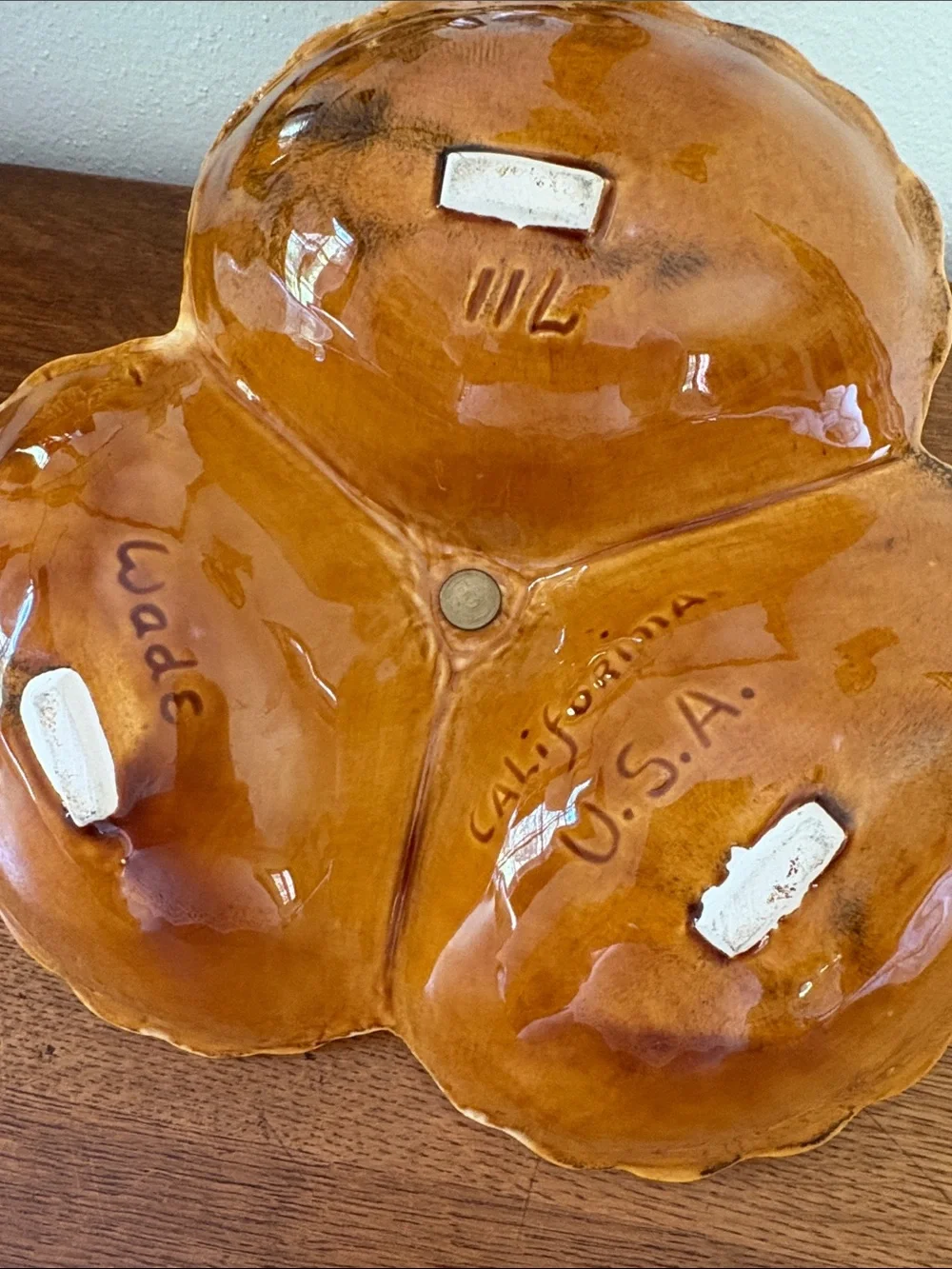Wade California Pottery Amber Resin Three-Section Serving Dish 1950-60’s
